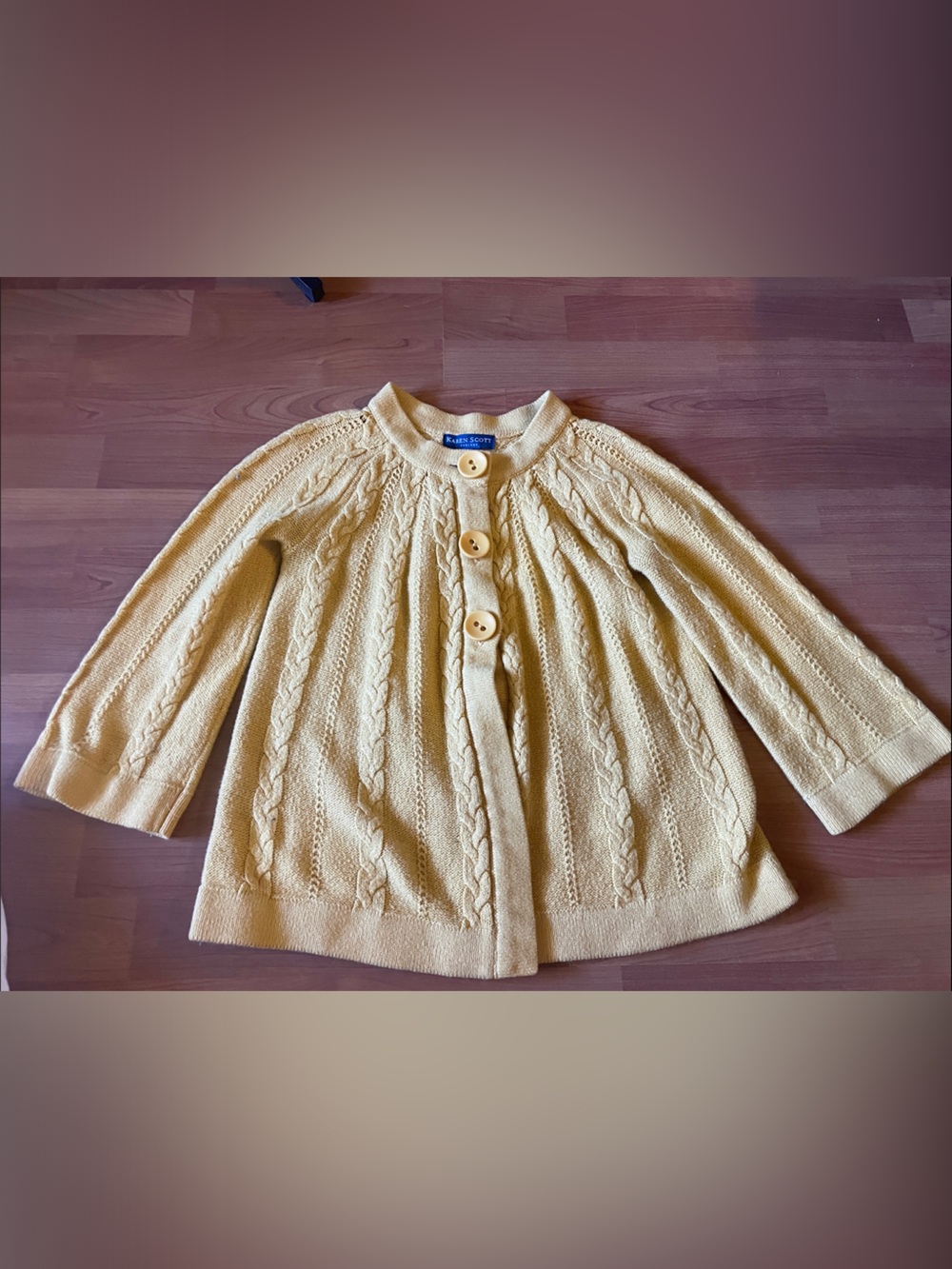 Karen Scott Cable-Knit Buttercup Yellow Cardigan